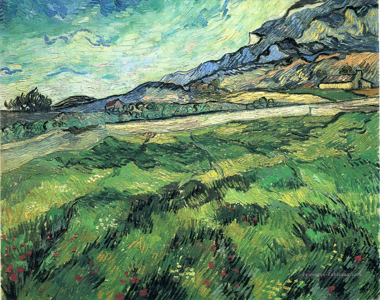 Le champ de blé vert derrière l’asile Vincent van Gogh Peintures à l'huile